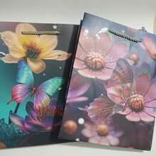 10pcs Flower & Butterfly Tote Bags - Glitter Attached Design, Reusable High-End Fashion Shopping Bags, Flat Paper Bags, Wedding Party Birthday Gift Packaging Bags, Jewelry And Cosmetics Storage Bags. Suitable For Retail Stores, Boutiques, Parties, Corporate Events, Birthdays, Holidays, Christmas And Valentine's Day