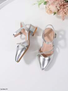 2025 New Arrival Casual Fashion Chunky Heel Sandals For Teenagers, Campus Students, Spring/Summer, All Season - Silver - View 5