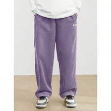 Men's Solid Color Casual Everyday Trousers Men's Streetwear Pants, Boy Friend Gifts, Back To School - 紫色 - 查看 4