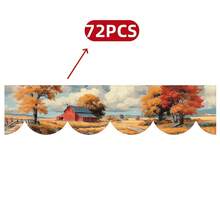 1 pieza/72 piezas Cubierta para repisa de chimenea y camino de mesa - Extra largo 79x20 pulgadas Decoración de granja de otoño con graneros rojos, follaje de otoño en naranja/rojo/amarillo - Chal resistente de poliéster para chimenea para Acción de Gracias, Festival de la Cosecha, Sala de estar, Decoración del hogar de temporada - Multicolor-04 - Ver 10
