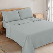 LUX DECOR 6-Piece Embroidered Bed Sheet Set – Brushed Microfiber, Deep Pocket, Lightweight & Breathable – Graduation Gifts, Home Decor, Sleep Protection For Dorms, Student Beds, Back‑To‑School Gift, Soft Bed Linens, Comfortable Sleep, Luxury Bed Set, Valentine's Day Bedroom, Spring Bedding Refresh, Guest Room Essentials, Dorm Room Bedding, Premium Bed Linens, Easy Care Sheets, Hypoallergenic Fabric, Year-Round Comfort, Master Bedroom Update, Matching Bedding Set, Hotel Quality Linens - 灰色 - 查看 9