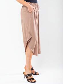 JIN SER Pentacurt Viscose Skirt Has Pocket - Khaki - View 3