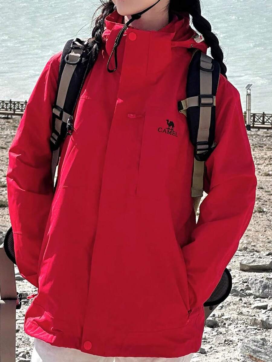 CAMEL CROWN Men's Fleece Jacket Three-In-One Detachable Waterproof Windproof Warm Outdoor Mountaineering Jacket - Chinese Red - View 1