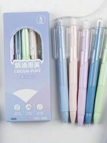 5 支装 0.5 毫米 ST 中性笔，渐变笔尖，多色，可伸缩笔，快干 0.5 黑色笔，适合学生考试、办公室工作和商务签名，返回学校