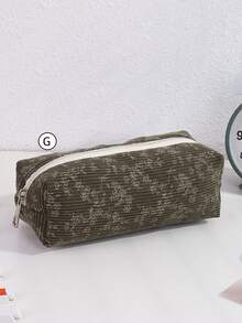 1 Peça Estojo de Lápis de Veludo Floral, Suprimentos Escolares, Bolsa de Armazenamento de Papelaria de Grande Capacidade e Simples