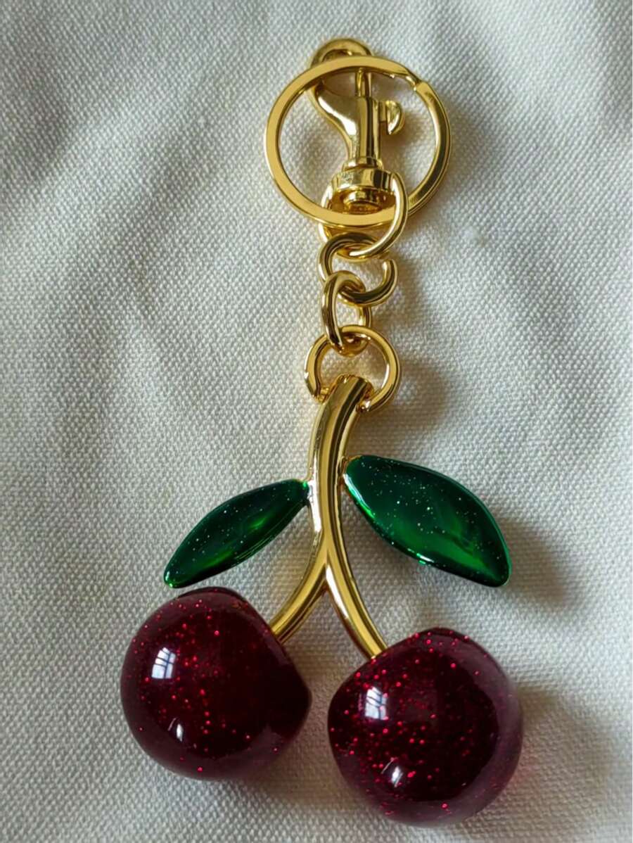 1pc Keychain Cherry Bag Charms Purse: Key Chains Women Cute - Car Keyrings Leather Handbags - Fashion Enthusiasts Beach Accessories - Red - View 1