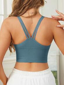 1 pieza Sujetador deportivo elástico sin costuras con cremallera frontal y sujetador realzador para mujer, Navidad