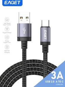 EAGET USB Type C Cable Fast Charging USB A To Type C Charger Cord Braided With Compatible With IPhone 15/15plus/15pro Max/16, Sam Sung Galaxy S23 Ultra/S23/S23+/S22/S22 Ultra/S22+/S21 For Android Phones Compatible With IPhone 16, 16 Pro Max, 15, 15 Plus, 15 Pro, 15 Pro Max, Compatible With Redmi, Compatible With OnePlus