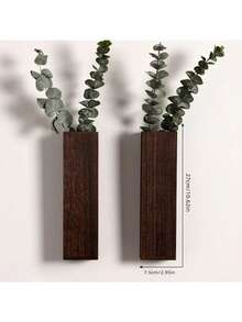 Wall Planters For Indoor Plants Wood Wall Decor For Bedroom Living Room Modern Farmhouse Wooden Pocket Wall Vases For Dried Flowers And Faux Greenery Plants - Brown - View 4