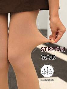 1 Pc Women's 90g Nude Velvet Tights , Minimalist Fashion(Suitable For 20-25 °C), Cozy - Apricot - View 3