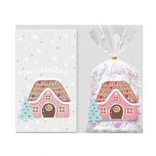 50个圣诞节主题礼品袋，抽绳包装袋，万圣节糖果饼干包装，圣诞老人图案纪念品礼品袋包装袋 - 彩色 - 查看 6