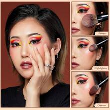 Jessup Makeup Brushes Set Premium Synthetic Powder Foundation Highlight Concealer Eyeshadow Blending Eyebrow Liner Spoolie Brush Set Black 21pcs T271 - Máy bay F-3PCS - Xem 3