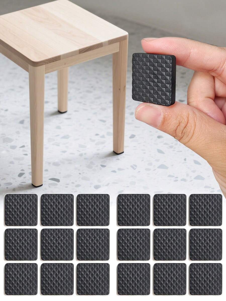 18 Peças Pequenos Protetores Antiarranhões para Móveis, Almofadas Adesivas Quadradas Pretas para Pés de Cadeira, Protetores de Piso, Pés de Borracha para Móveis, Almofadas para Pés de Mesa/Cadeira, Protetores de Piso para Cadeira, Almofadas de Proteção Silenciosa de Borracha para Pernas de Cadeira, Protetores Adesivos para Móveis Usados em Mesa, Porta, Cama, Sofá, Vaso