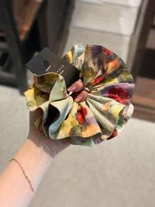 1 pieza Scrunchie con estampado de teñido anudado al estilo de la pintura al óleo del Jardín de Monet, accesorio de pelo elástico con estampado floral fresco para mujer, accesorio de pelo creativo y de moda para uso diario y trayectos, accesorios para el cabello, sujetadores de coleta, ligas para el cabello, scrunchies, cuerda para el cabello, regalo de accesorios de belleza para el hogar de mujer - Multicolor - Ver 11
