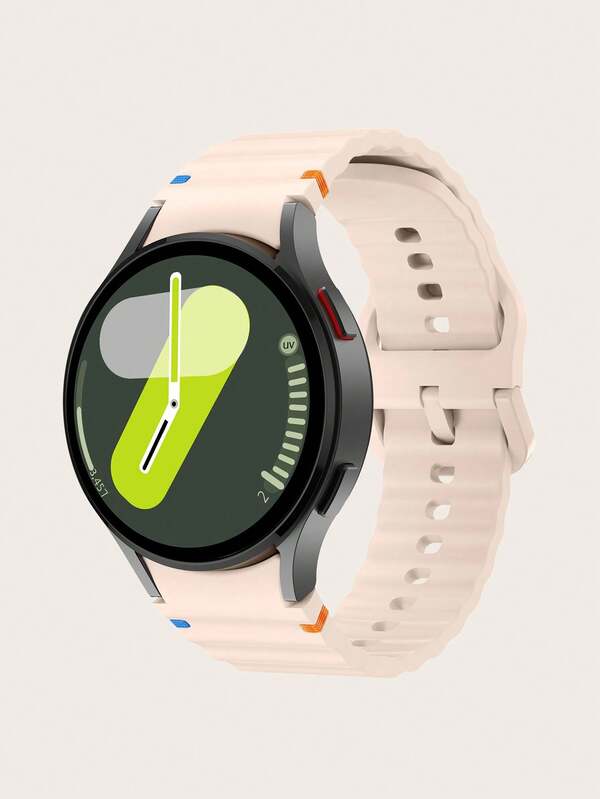 1pc Silicone Bicolor Stitched Wavy Pattern Band, Compatible With Samsung Galaxy Watch 4/5/6/7 40mm/42mm/43mm/44mm/45mm/46mm/47mm/5 Pro