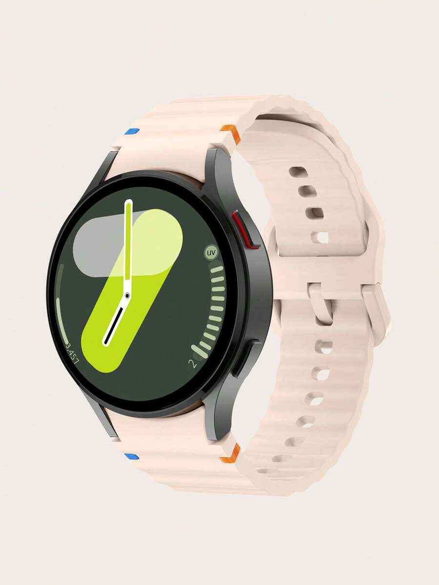 1pc Silicone Bicolor Stitched Wavy Pattern Band, Compatible With Samsung Galaxy Watch 4/5/6/7 40mm/42mm/43mm/44mm/45mm/46mm/47mm/5 Pro