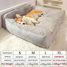 1PC Extra Large Dog Beds 120cm/47Inch For Large Dogs, Luxury Orthopedic Pet Sofa With Detachable Design, Machine Washable, Non-Slip Bottom, Fit For Breeds Sized 15 To 50 Kg, All Season Use, High-Density Filling Soft And Comfortable - Grey - View 14
