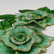 3 件/包 3D 牡丹花刺绣布贴，带彩色 3D 金色边缘，牛仔服装贴花 - 彩色 - 查看 8