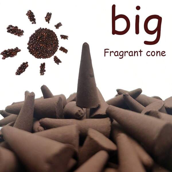 36/126/256 piezas Conos de incienso con aroma a café, emiten un rico aroma a café, con forma de pirámide, se queman con humo denso, adecuado para el hogar, hotel, relajación de yoga, regalos navideños