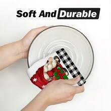 Strofinaccio da cucina, panno per piatti, asciugamano da mano con cappello rosso da gnomo natalizio, decorazione natalizia, panno assorbente e morbido, decorazione per cucina e tavola da pranzo, forniture per la cucina, decorazione per la casa
