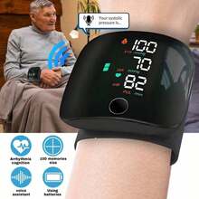 Professional Wrist Electronic Blood Pressure Monitor - High Precision LCD Display With Memory, Language Playback - Clinically Accurate For Medical Professionals & Home Use - Ideal Gift , Healthcare Professional Gear, Sleek Device Design, - 黑色 - 查看 9