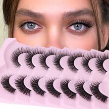 Wispy Cat Eye Lashes Natural Look 15mm False Eyelashes Fluffy Mink Fake Lashes That Look Like Extensions Lash Strips