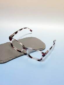 1 件男女通用轻质几何大框老花镜，塑料休闲风格经典厚现代简约设计，便携式眼镜适合驾驶、日常生活、阅读、返校 - 紫色 - 查看 18