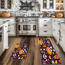 1pc Thickened 0.47 Inch/1.2cm Happy Cute Colour Skull And Musical Instruments Pattern Kitchen Mat, Non-Slip Polyester Floor Mat, Entrance Door Mat, Suitable For Laundry Room, Bedroom, Game Room Day Of The Dead Decoration - Multicolor - View 1