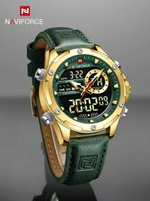 NAVIFORCE Luxury Men Quartz Watch Military LED Digital Waterproof Wristwatch Sport Chronograph Male Clock - Gold - View 2