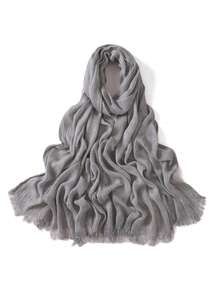 1 Khăn choàng tua rua xếp ly Modal trơn màu dành cho nữ, Khăn trùm đầu thường ngày, Khăn choàng giữ ấm chống nắng Hijab dùng khi mặc váy - nhiều màu - Xem 16