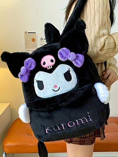 Sanrio 1 PC Sanrio Large Capacity Plush Backpack | Double Shoulder Bag For Daily Use & Gifting, Mixed Colors, Ideal For Halloween & Christmas Gifts, Cute Backpack For Hello Kitty, My Melody & Kuromi