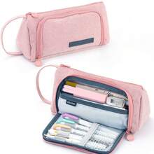 1 件大容量三角形铅笔盒耐用材料笔袋，宽敞的存储空间，适合学校、办公室和旅行必需品，文具收纳袋，完美的节日礼物，铅笔袋，书包，用于学校用品，返校 - 三角形 - 查看 5