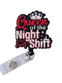 Night Shift Queen Retractable D Card Holder Reel With Cute Cartoon Design, Nurse Hospital Badge Holder Office Lanyard 1pc - A - View 3