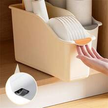 1 Juego de Cestas de Almacenamiento Apilables de Plástico Curvo - Cestas de Clasificación de Plástico Multiusos, Organizador del Hogar con Diseño Deslizante para Gabinetes de Cocina, Despensas, Debajo de Fregaderos - Ideal para Artículos de Limpieza, Cestas de Almacenamiento para Gabinetes de Baño, Organizadores Debajo del Fregadero | Diseño Minimalista | Plástico Duradero, Organizador y Almacenamiento de Cocina