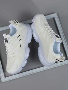 低帮男士运动鞋男式运动鞋休闲跑步鞋慢跑鞋男士步行鞋时尚渐变红色鞋类网球街头服饰 - 白色 - 查看 2