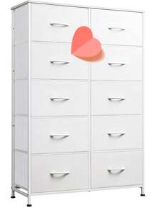 White Dresser For Bedroom With 10 Drawers Dressers & Chest Of Drawers With Wood Top, Metal Frame,Tall Dressers For Girls Bedroom,Living Room,Hallway,Closet - trắng - Xem 8