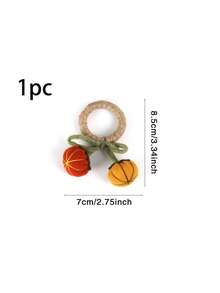 1/4/6 pièces Anneaux de serviette en toile de jute double citrouille d'Halloween, convient pour la décoration de table d'Halloween, porte-serviettes citrouille de Thanksgiving - Multicolore - Voir 10
