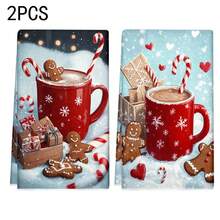 1 set/1 pieza/2 piezas Toallas de cocina y paños de cocina con estampado de hombres de jengibre navideños, adecuados para decoración de interiores en restaurantes, cocinas y baños, decoración de fiestas, regalos navideños y también pueden ser entregados como regalos de Navidad