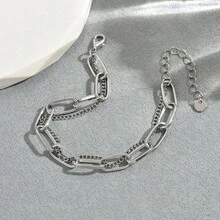 1pc European & American Style Thick Layered Cross Charm Women Gift Bracelet - Silver - View 7