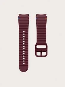 1pc Wine Red Silicone Contrast Stitching Wavy Design Smart Watch Band, Compatible With Samsung Galaxy Watch 4/5/6/7 40mm/42mm/43mm/44mm/45mm/46mm/47mm/5 Pro