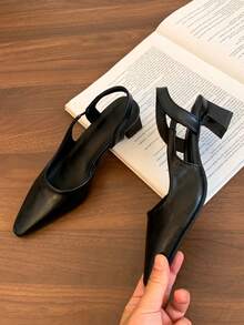 Giày Mary Jane cổ điển cho nữ, mẫu mới mùa thu 2025 kiểu Pháp, mũi thấp, gót dày, giày da nhỏ cao gót, gót chunky. - màu đen - Xem 6