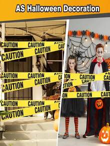 Decoraciones de Halloween, Cinta de precaución de 3 pulgadas x 90 pies, decoraciones de fiesta de Halloween para interiores para casas embrujadas, fiestas, puertas, áreas de peligro (3 piezas)