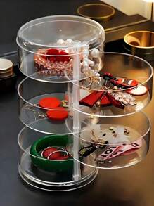 1pc 3/4/5-Tier Multi-Layer Rotating Jewelry Organizer, Suitable For Earrings, Hair Clips, Headbands, Etc. It's A Simple And Elegant Jewelry Organizer, Ring Holder, Necklace Storage Box, And Rotating Jewelry Rack. Ideal For Storing Small Jewelry Items Such As Earrings, Rings, Necklaces, Bracelets, Lipsticks, Watches, Nail Art Accessories, Pendants, And Hair Clips. It's A Jewelry Display And Storage Solution.