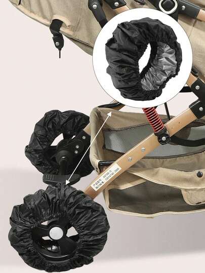 Universella 1/4-delars hjulskydd till barnvagnar – dammtäta, vattentäta, smutssäkra hjulskydd för barnvagnar och paraplyvagnar, kan rullas med skydden på