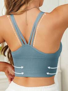 1 pieza Sujetador deportivo elástico sin costuras con cremallera frontal y sujetador realzador para mujer, Navidad