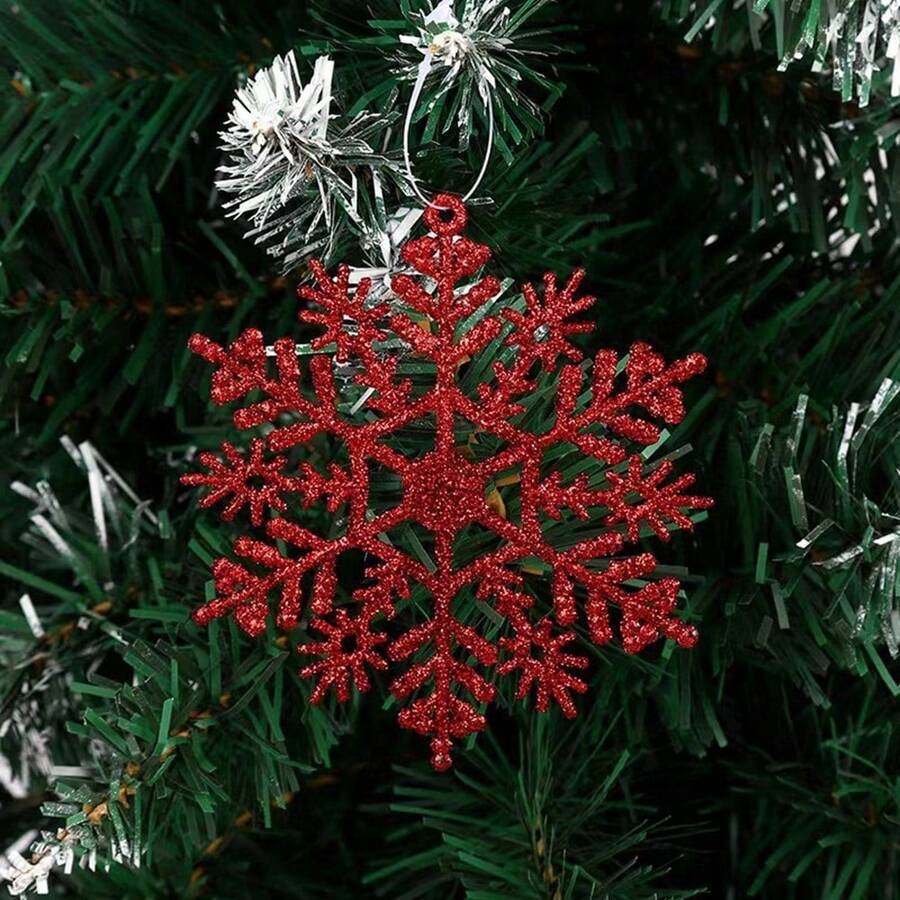 15/30pcs Red White Christmas Snowflake Decoration,For Christmas Party DIY Home Hanging Decoration Snowflake - Multicolor - View 1