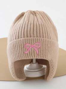 1pc Kids Beanie Hat, Autumn/Winter Thick Knitted Ear Warmer Hat For Girls, Butterfly Decor Warm Headwear, Suitable For Outdoor, Fits 3-8 Years Old - Multicolor - View 11