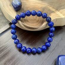 1pc Natural Lapis Lazuli Beaded Bracelet - Bohemian Style Unisex Jewelry Gift For Love, Luck & Wealth, Perfect For Casual Attire, Spiritual Accessory | Bohemian Bracelet | Natural Stone Bracelet - 1pc - View 4