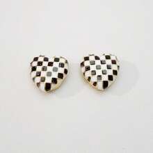 2 piezas/Set Cubiertas de botones con forma de corazón de doble color a cuadros, cubiertas de botones decorativas para camisas unisex, múltiples colores disponibles, sin necesidad de coser, se colocan en 3 segundos, adecuadas para uso diario en la oficina, citas y regalos de negocios para días festivos. Regalos de días festivos - Corazón - Ver 13