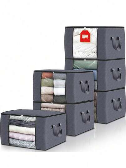 Large Storage Bags Clothes Storage Bins Foldable Closet Organizers Storage Containers With Reinforced Handle For Clothing Blanket Comforters Bed Sheets Pillows And Toys (Gray) Large Capacity Storage Bags With Handles - Organizers For Bedroom & Closet Multi-Purpose Storage Boxes Containers For Organizing Bedroom Closet Clothing Comforter Closet Organization With Handle